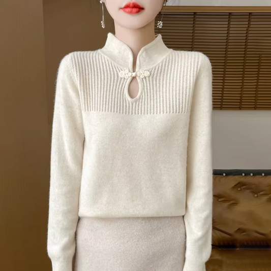 Audrina – Jersey de punto de lana con cuello alto