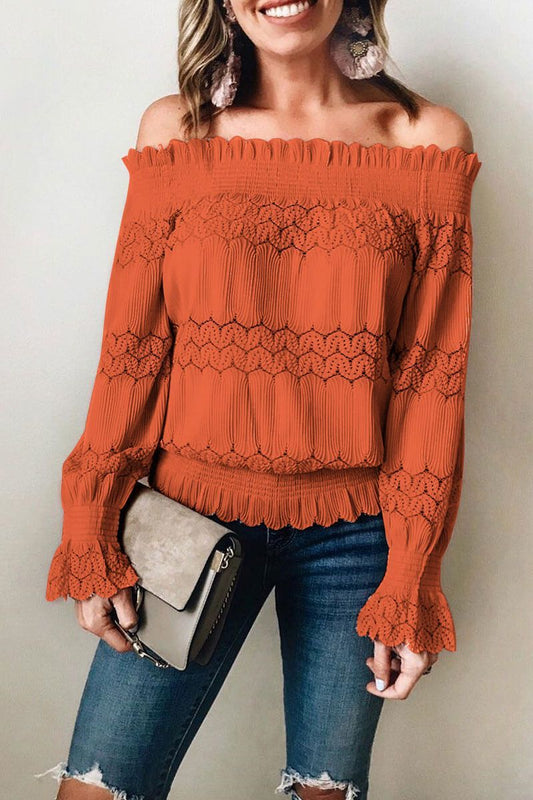 Rana - Elegante blusa de manga larga sin hombros