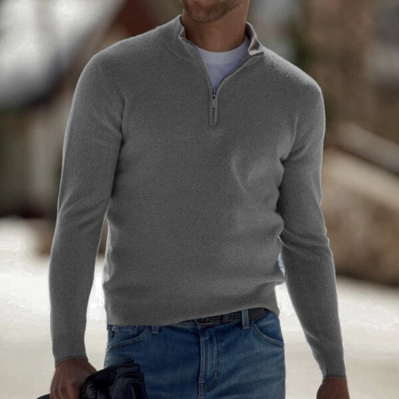 Clyde - Suéter casual de manga larga con cremallera para hombre