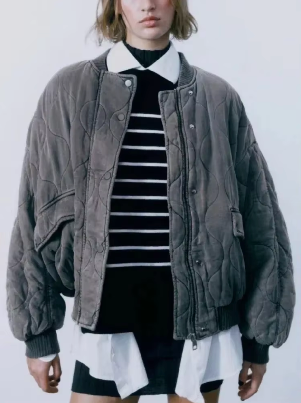 Emery – Chaqueta de algodón con cuello redondo