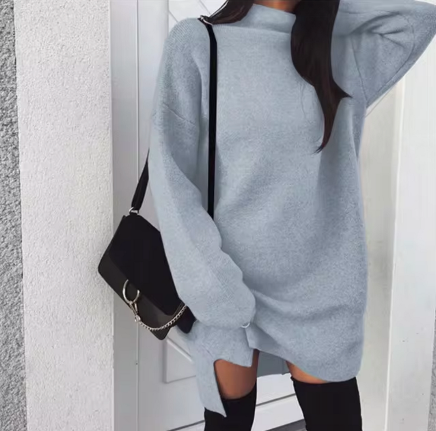 Bezy – Vestido de punto holgado con cuello vuelto