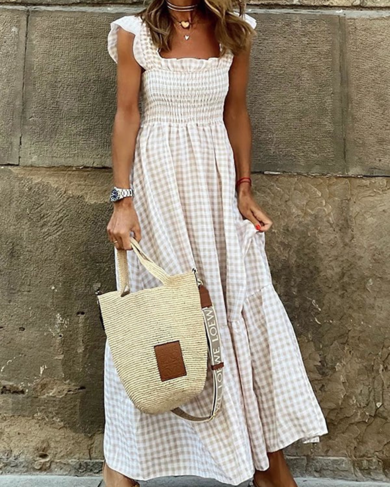Kylie - Elegante vestido largo sin mangas a cuadros