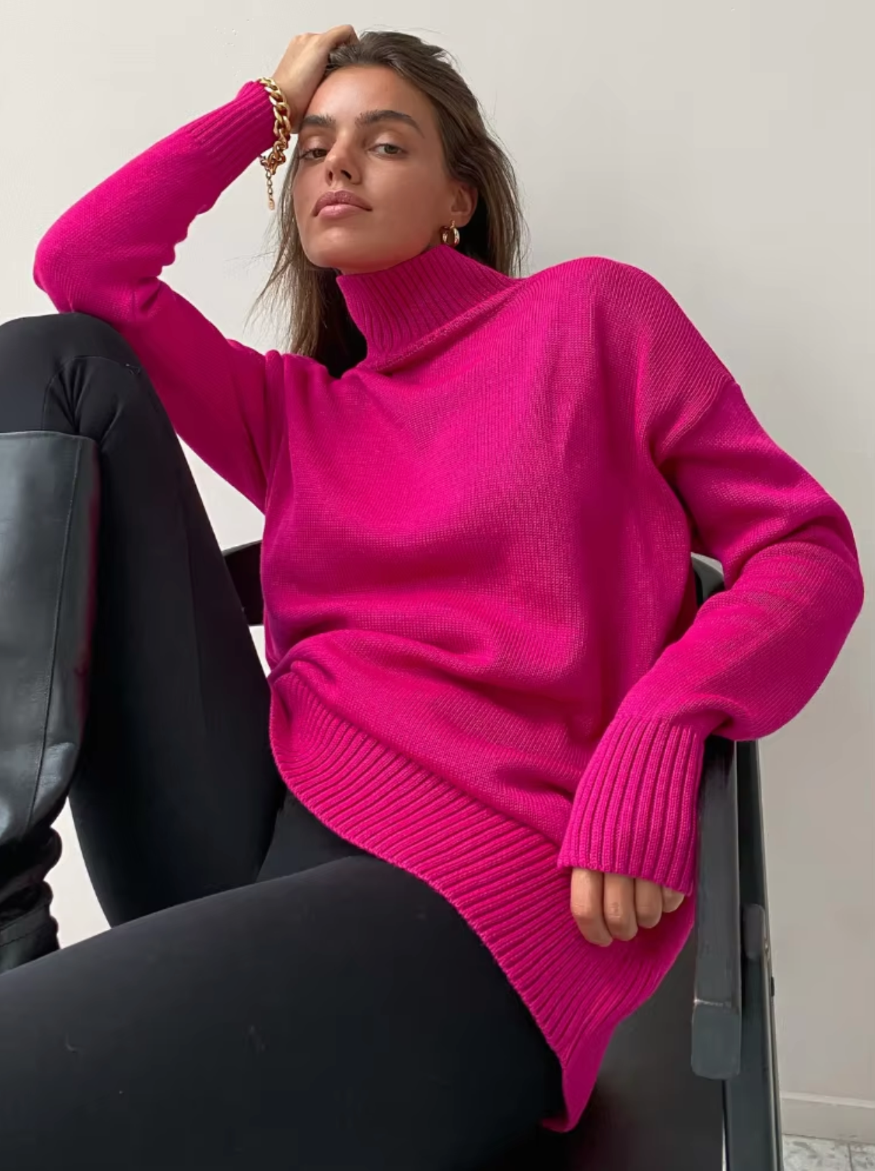 Olga – Jersey holgado oversize de cuello alto
