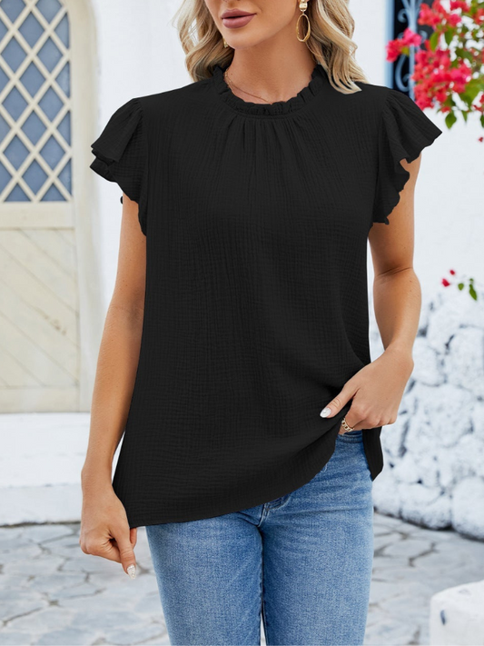 Hazel - Blusa elegante con mangas plisadas y volantes