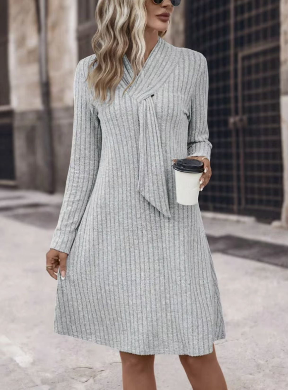 Valeen – Vestido de punto de manga larga