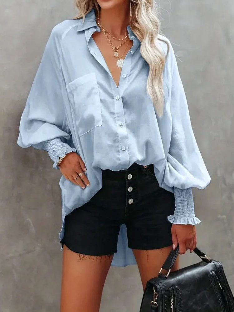 Rianna - Elegante blusa polo de manga larga con botones