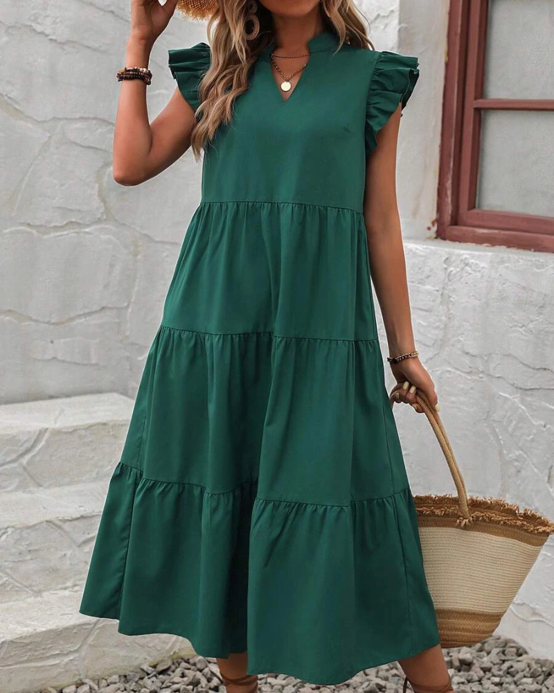 Abi - Vestido de volantes de estilo informal y holgado