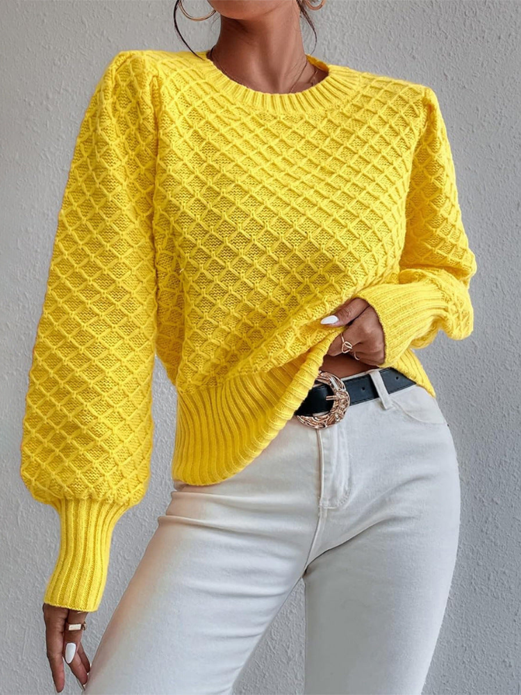 Melisande - Suéter elegante de cuello redondo con textura acolchada