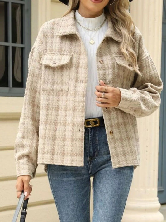 Cartina - Elegante chaqueta abotonada a cuadros cálida