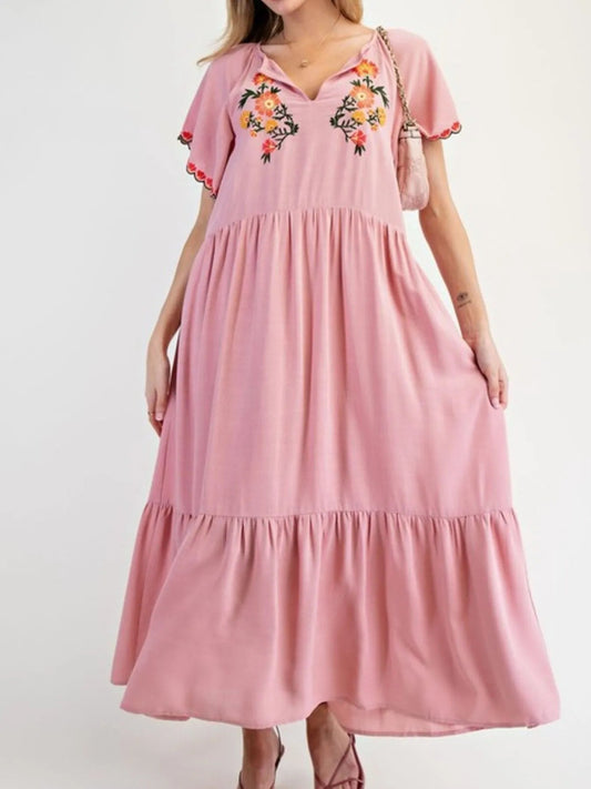 Mireille - Vestido largo de manga larga floral holgado y casual