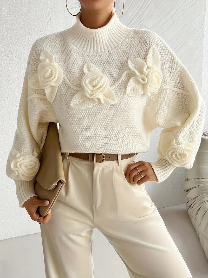 Amihan – Jersey de cuello vuelto con flores