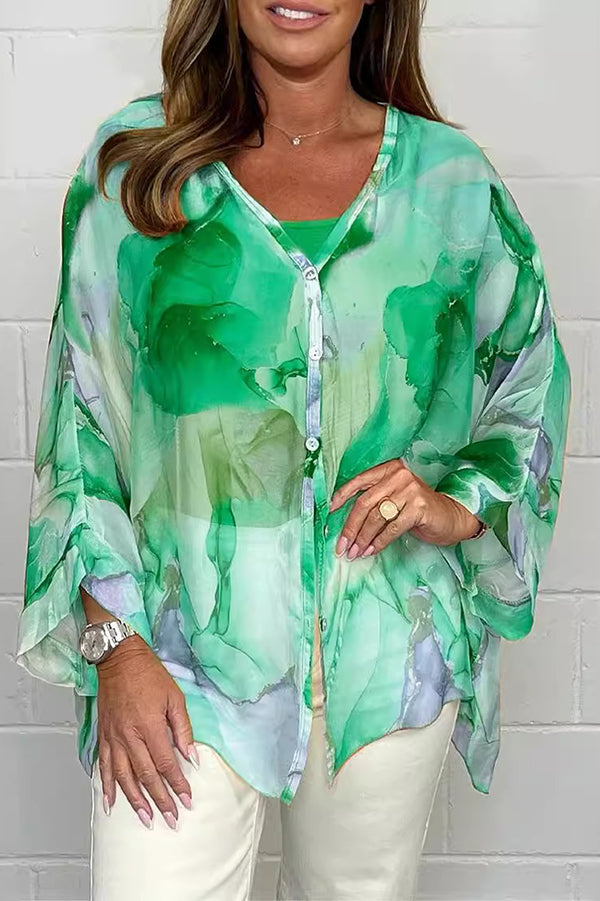 Zia - Blusa colorida de manga larga y estilo holgado
