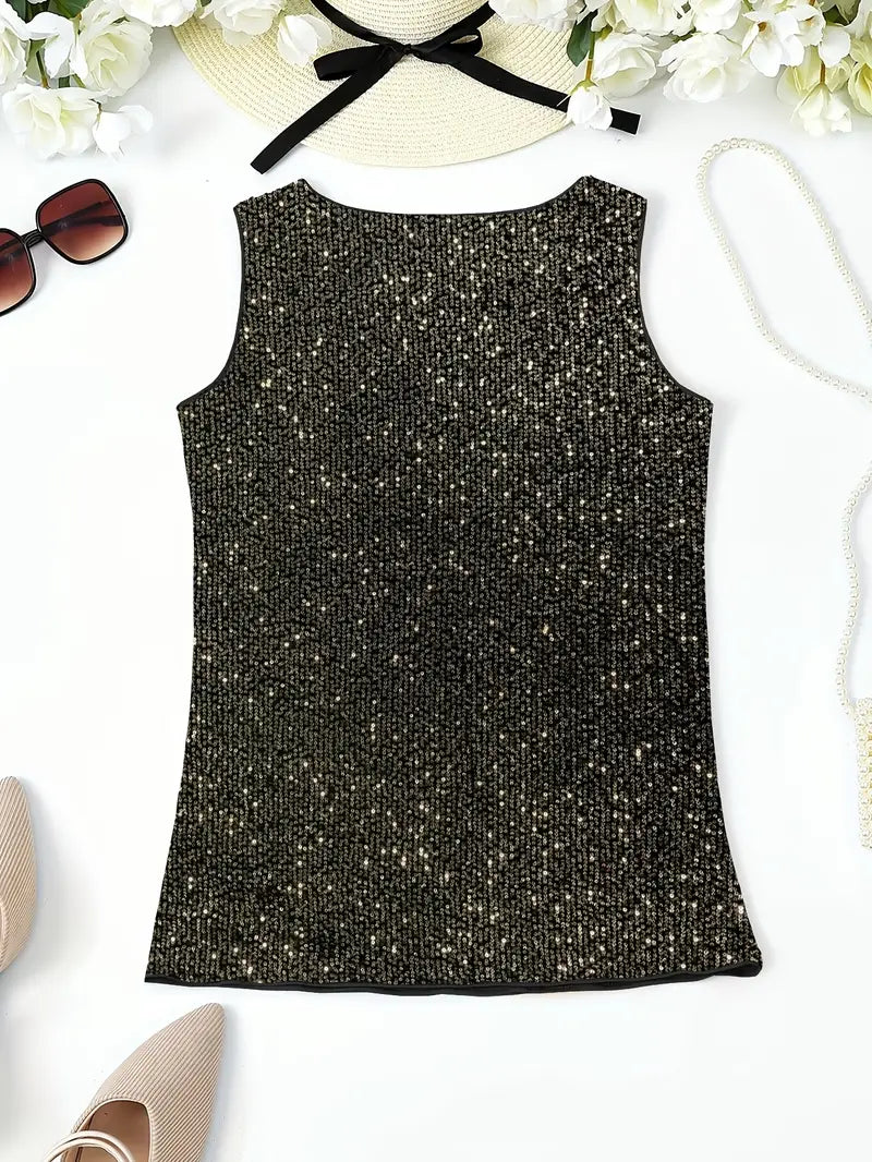 Uma – Elegante top sin mangas con lentejuelas