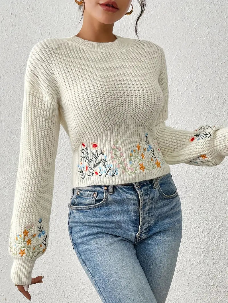 Leyla – Jersey de punto con bordado floral