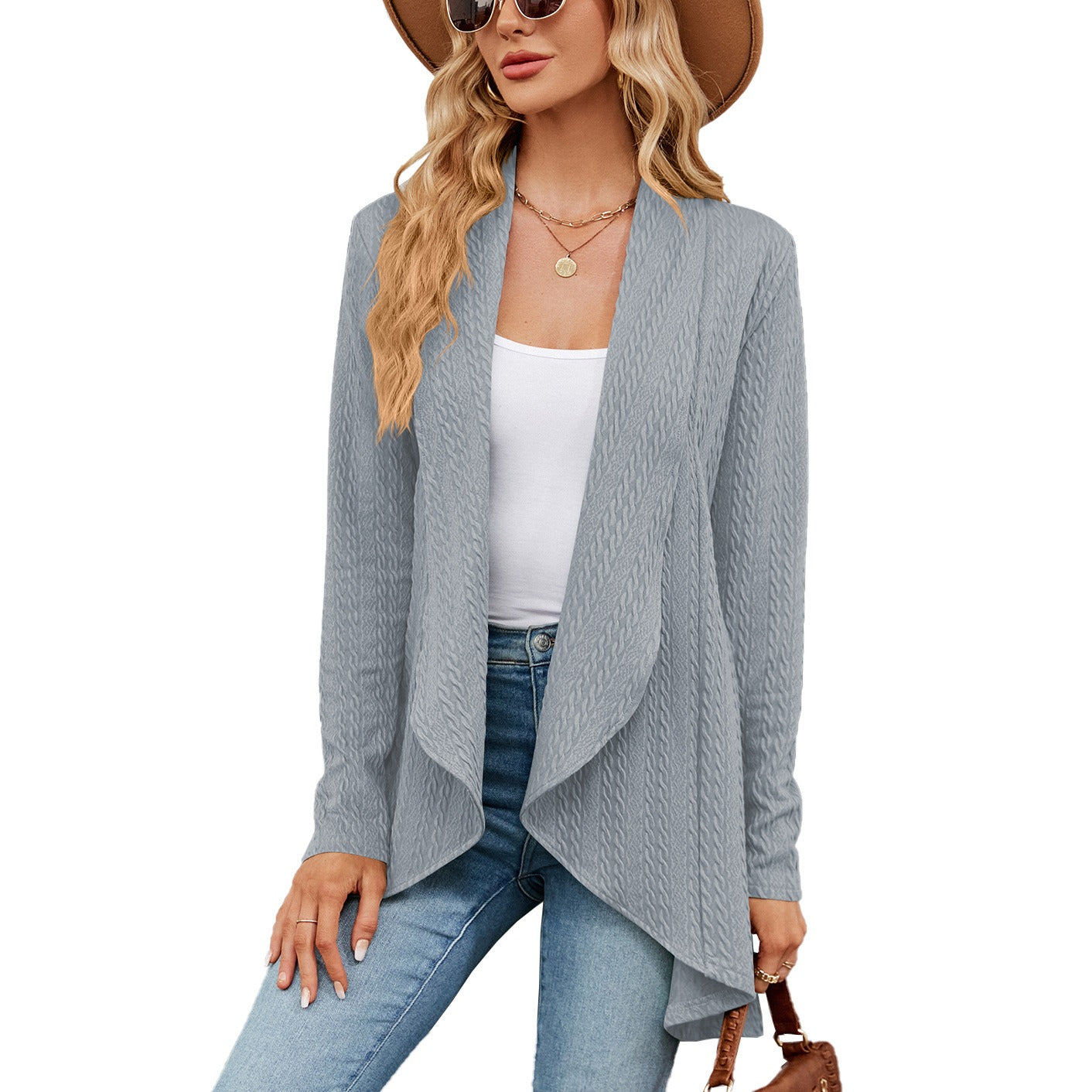 Nerina - Chaqueta de punto abierta con estilo holgado