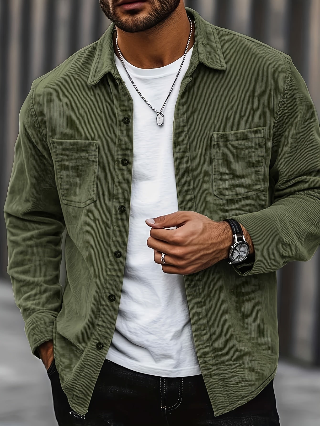 Alvin - Elegante chaqueta abotonada de pana