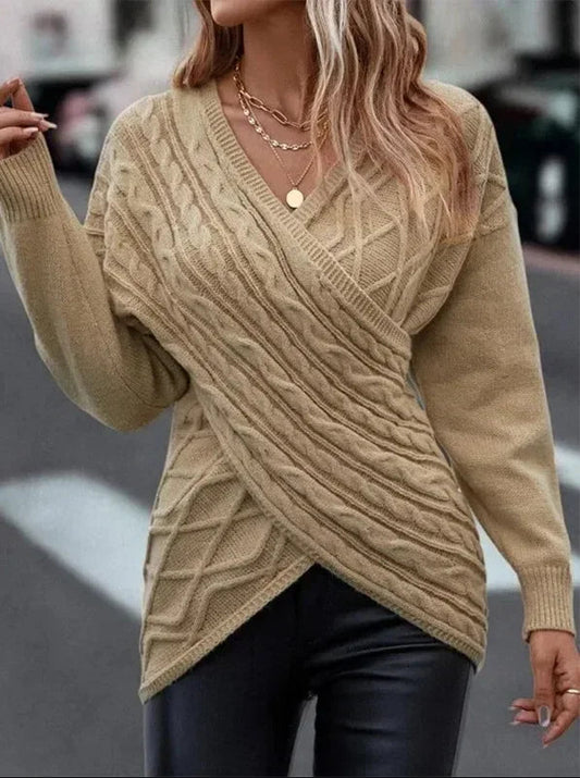 Hannelore - Jersey cruzado irregular y ajustado, muy a la moda