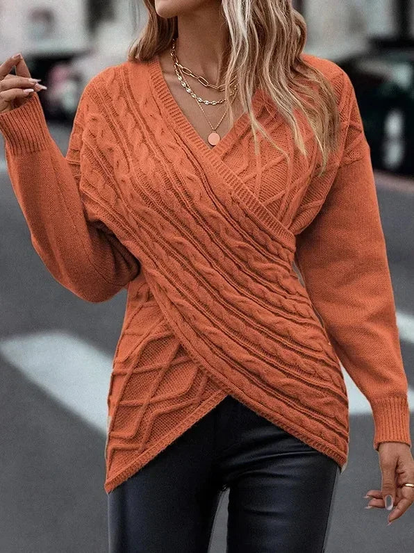 Hannelore - Jersey cruzado irregular y ajustado, muy a la moda