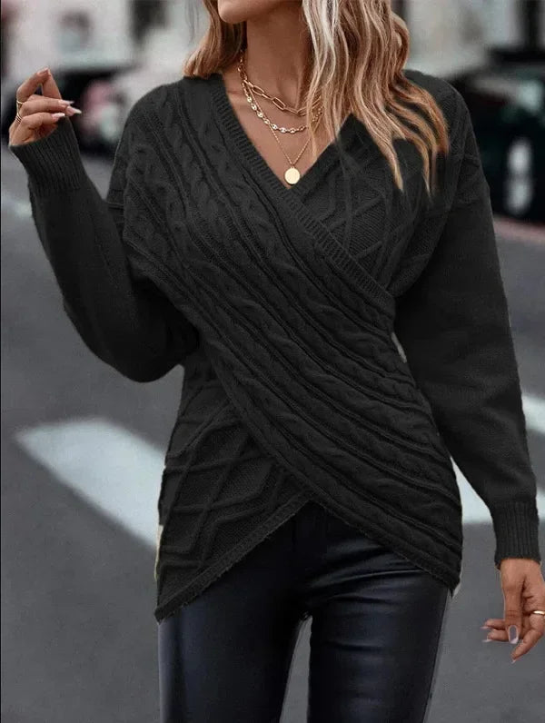 Hannelore - Jersey cruzado irregular y ajustado, muy a la moda
