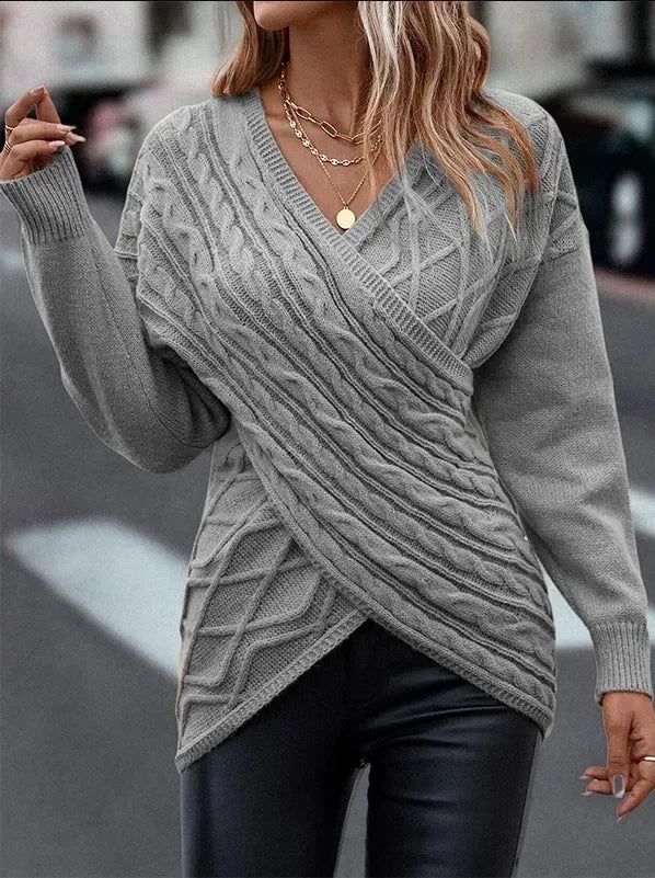Hannelore - Jersey cruzado irregular y ajustado, muy a la moda