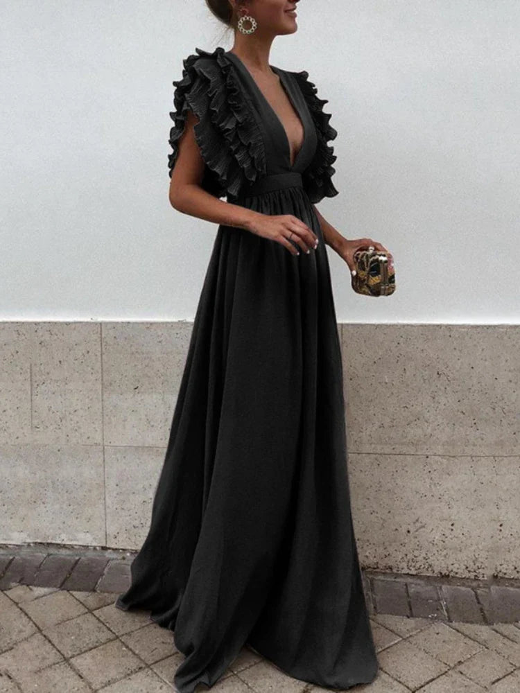 Ana - Vestido elegante con mangas fruncidas