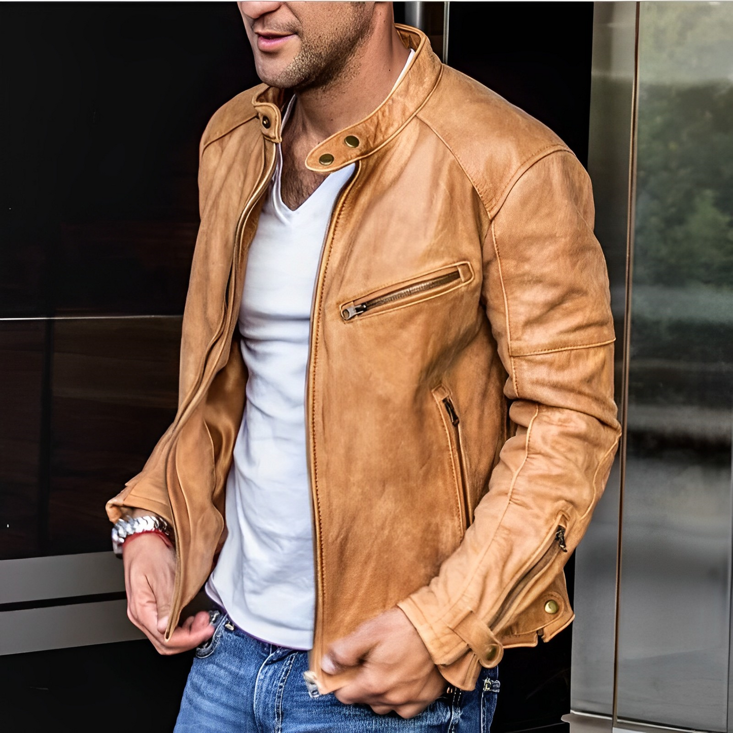 Dalton - Chaqueta de cuero elegante para todas las estaciones