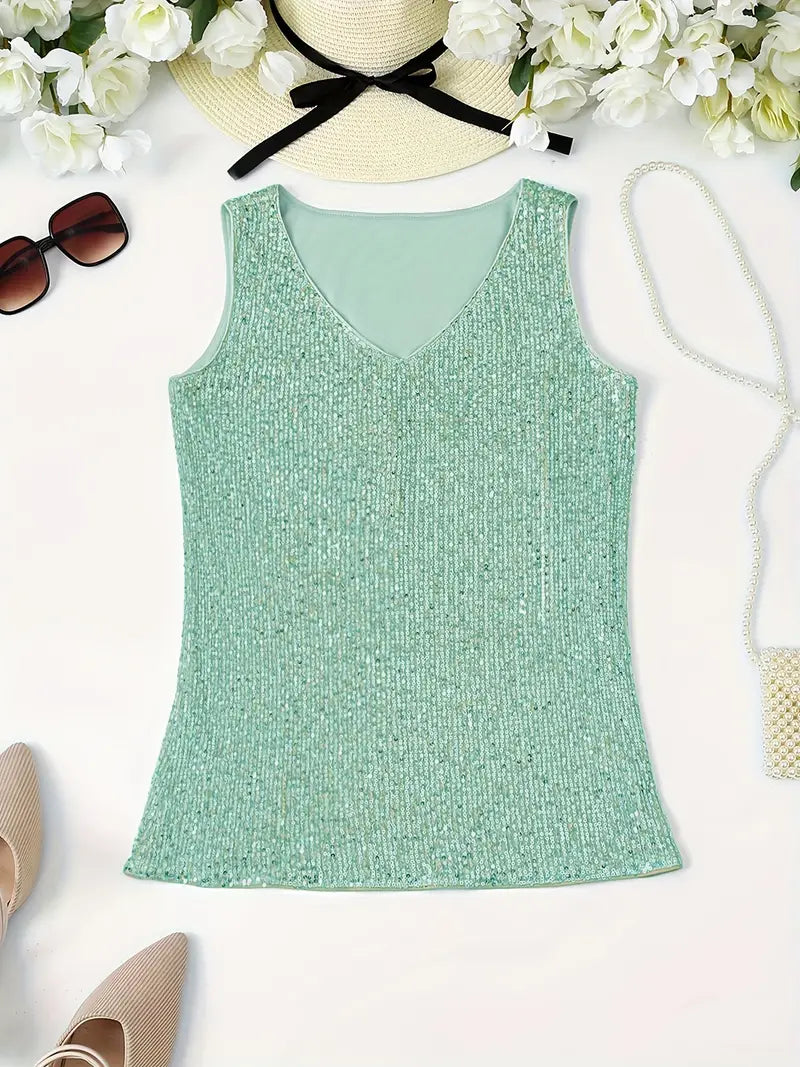Uma – Elegante top sin mangas con lentejuelas