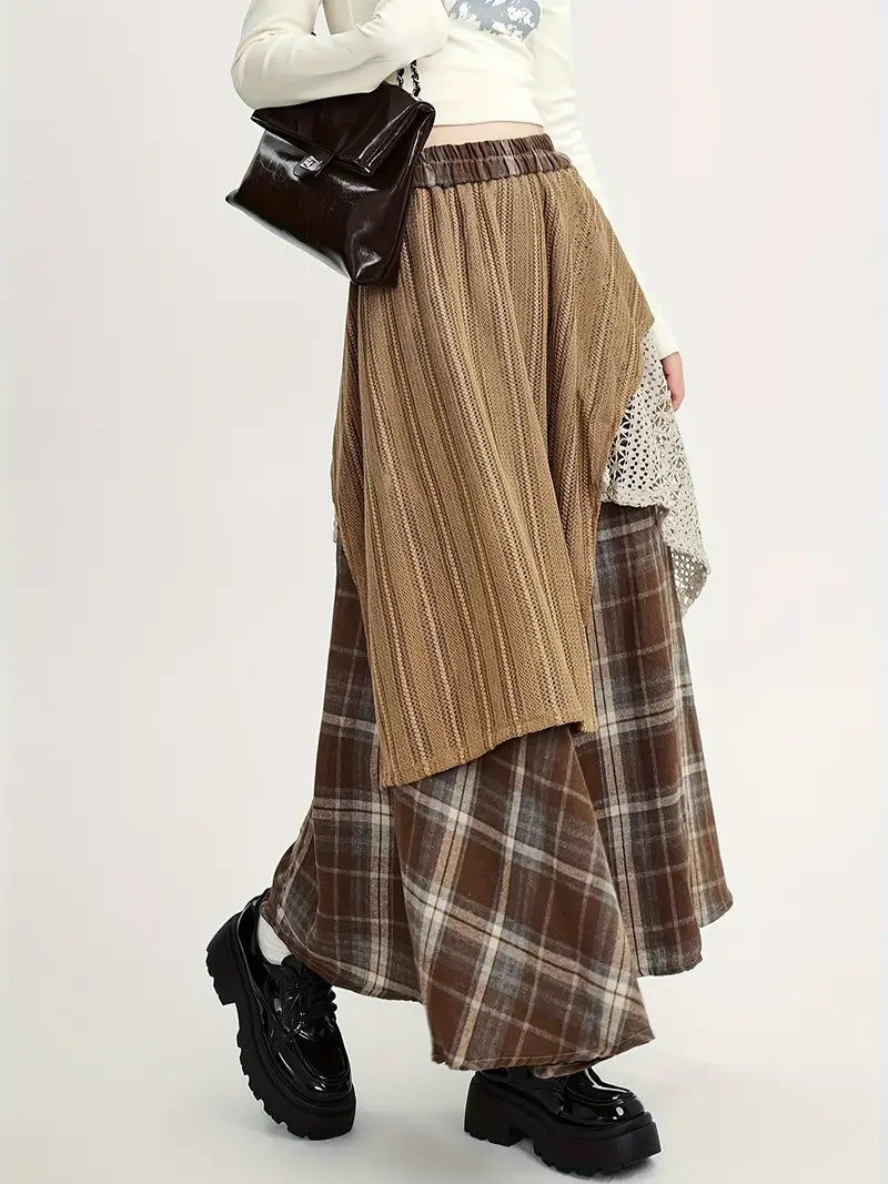 Alva – Falda larga de cuadros estilo boho