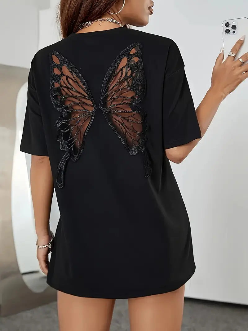 Melina – Camisa de malla de mariposas de algodón