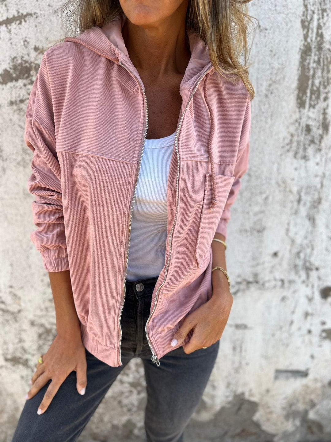 Edeline - Chaqueta informal con capucha y cremallera