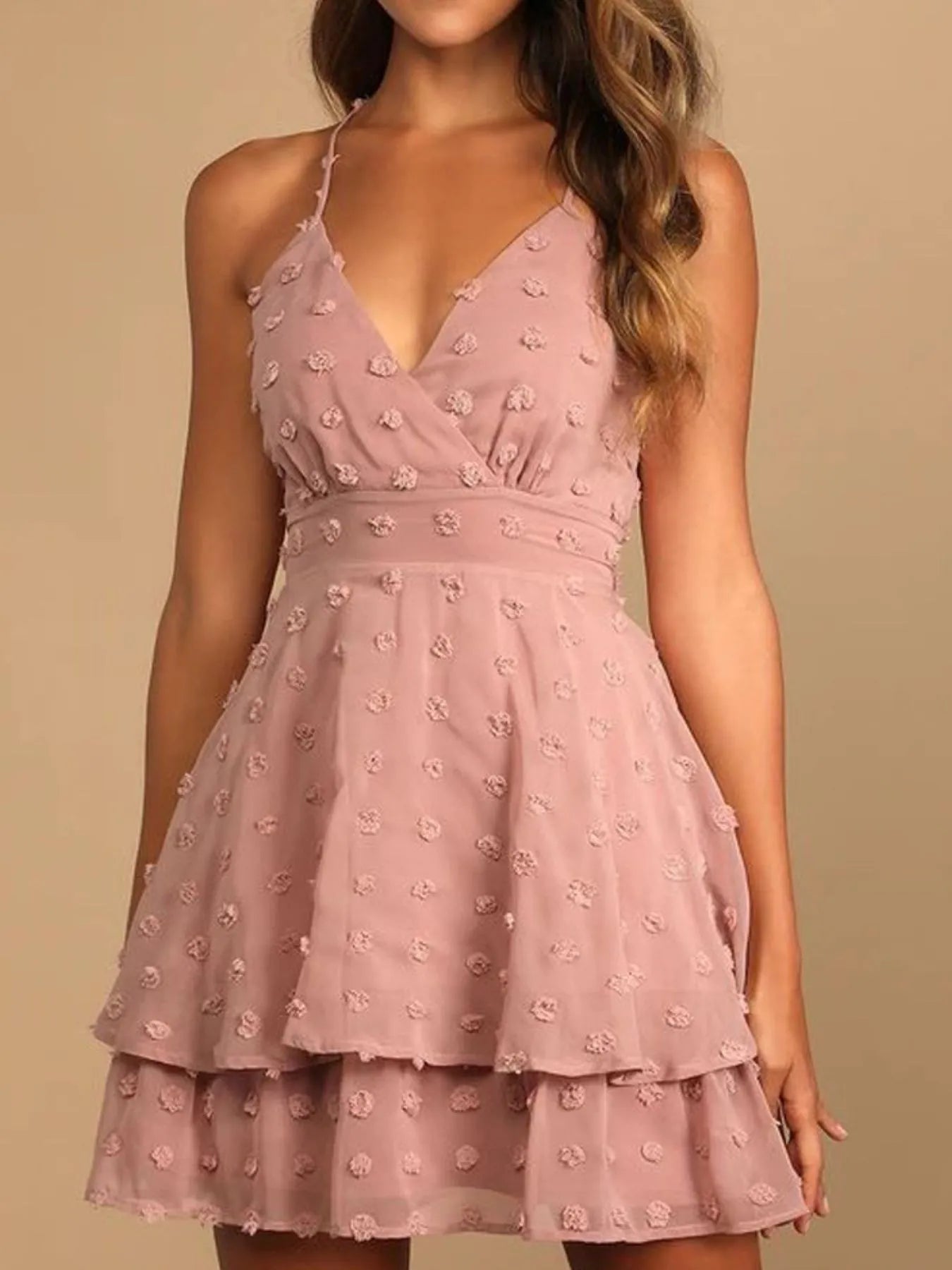 Shania - Elegante minivestido de lunares en V