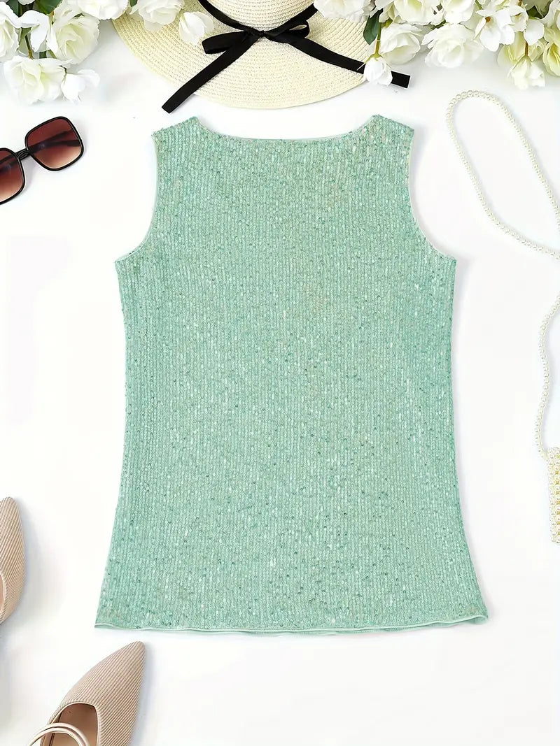 Uma – Elegante top sin mangas con lentejuelas
