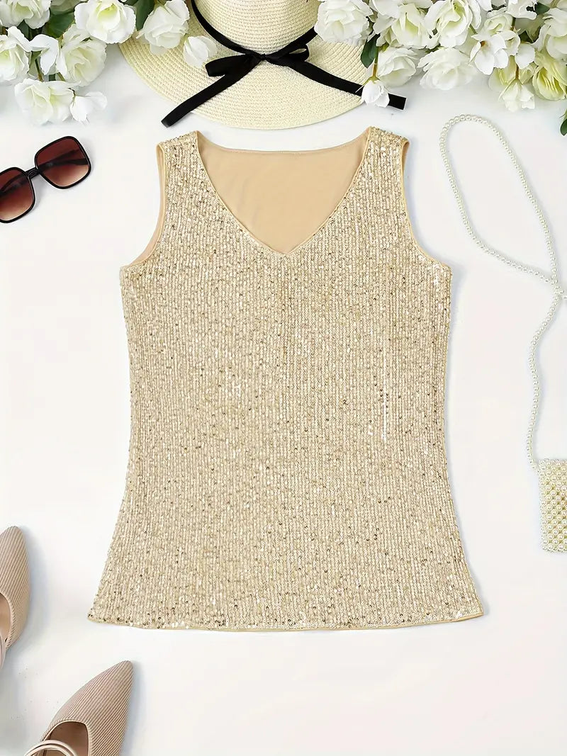 Uma – Elegante top sin mangas con lentejuelas