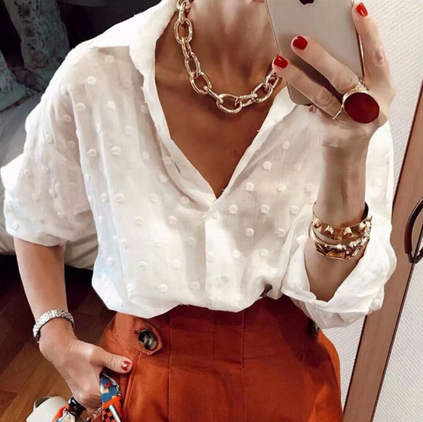 Ashi – Blusa elegante de manga larga