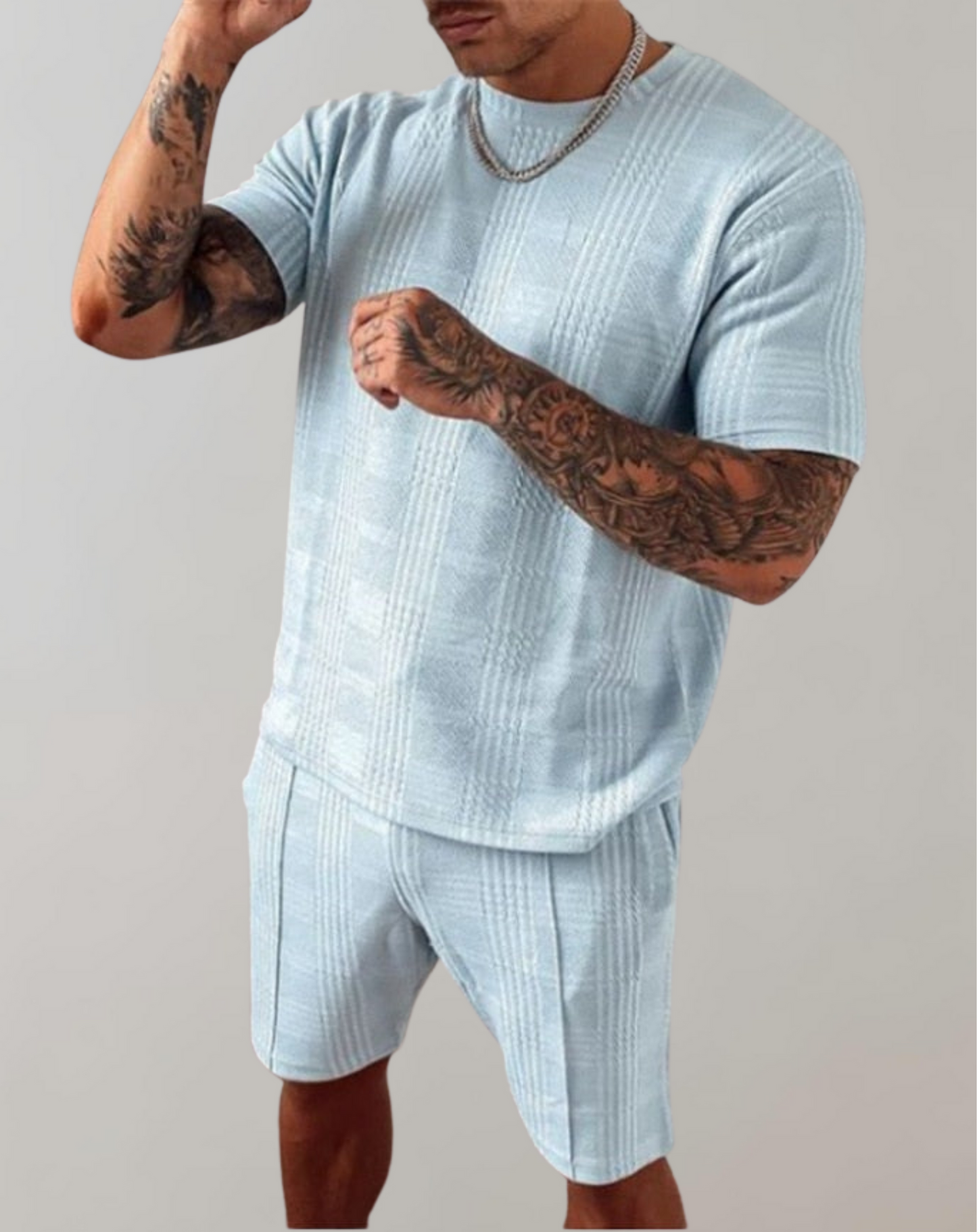 Jadiel - Conjunto de camisa y pantalón corto de estilo casual