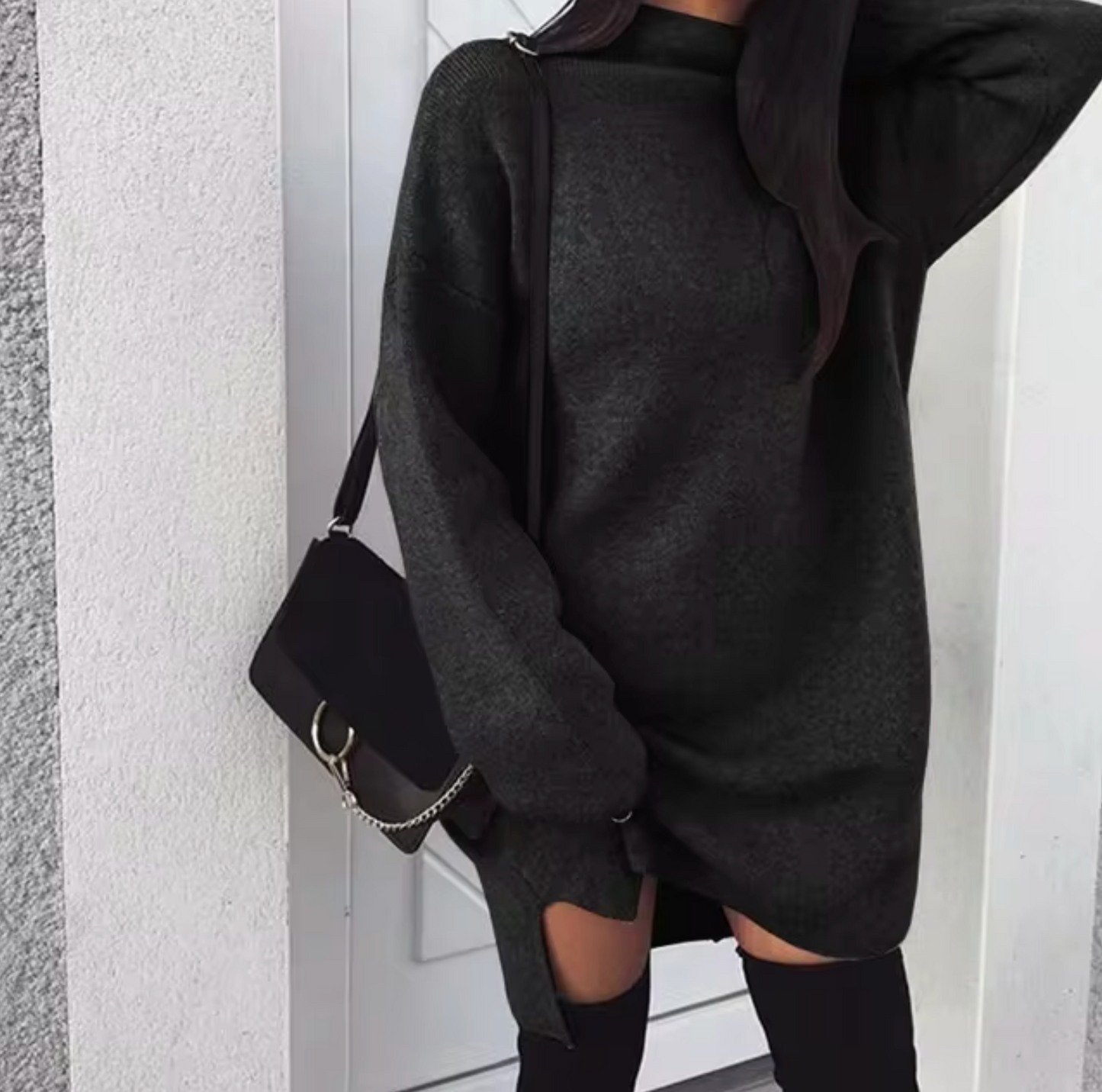 Bezy – Vestido de punto holgado con cuello vuelto