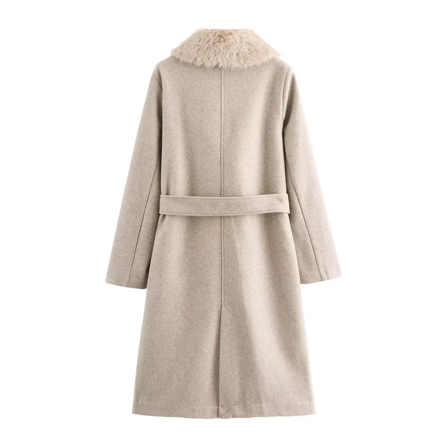 Elara – Elegante abrigo de lana con cuello de piel