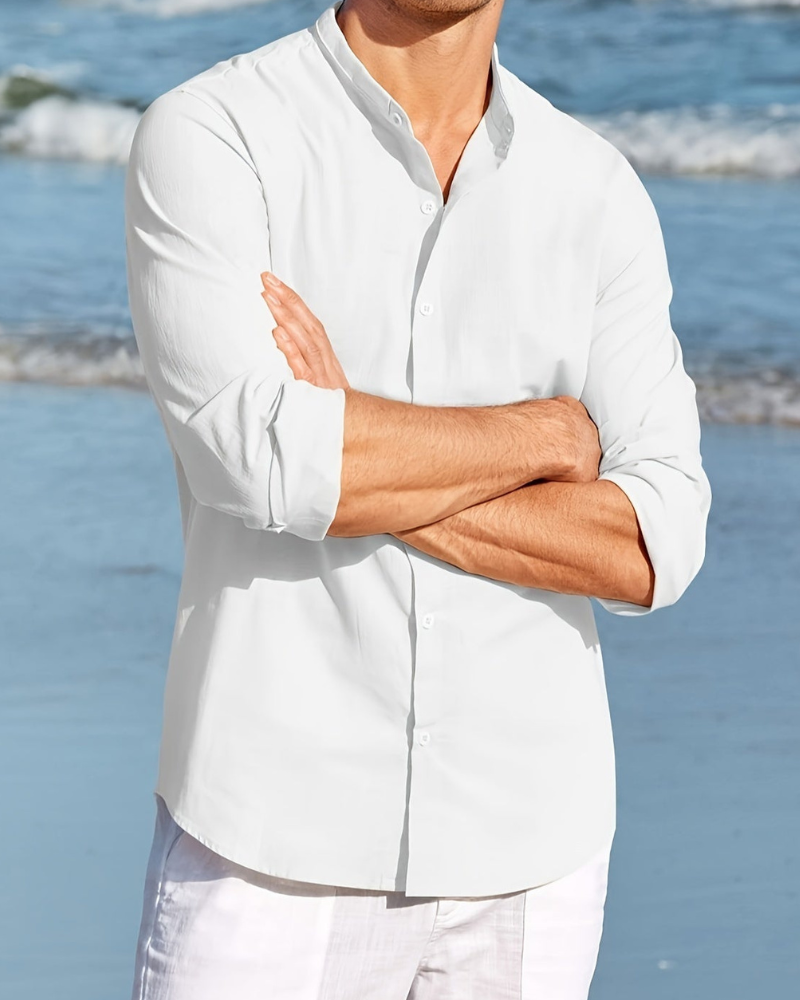 Marcos - Camisa de manga larga con botones, cómoda y casual