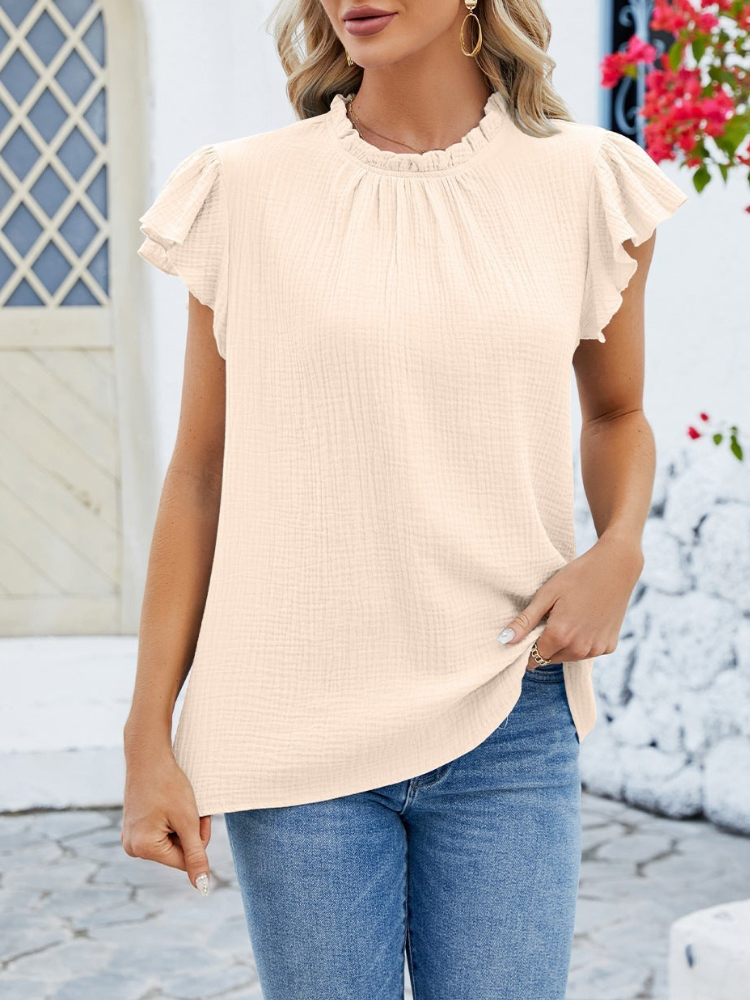 Hazel - Blusa elegante con mangas plisadas y volantes