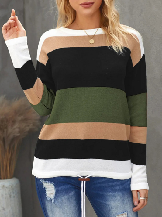 Virelia - Jersey informal de manga larga con rayas