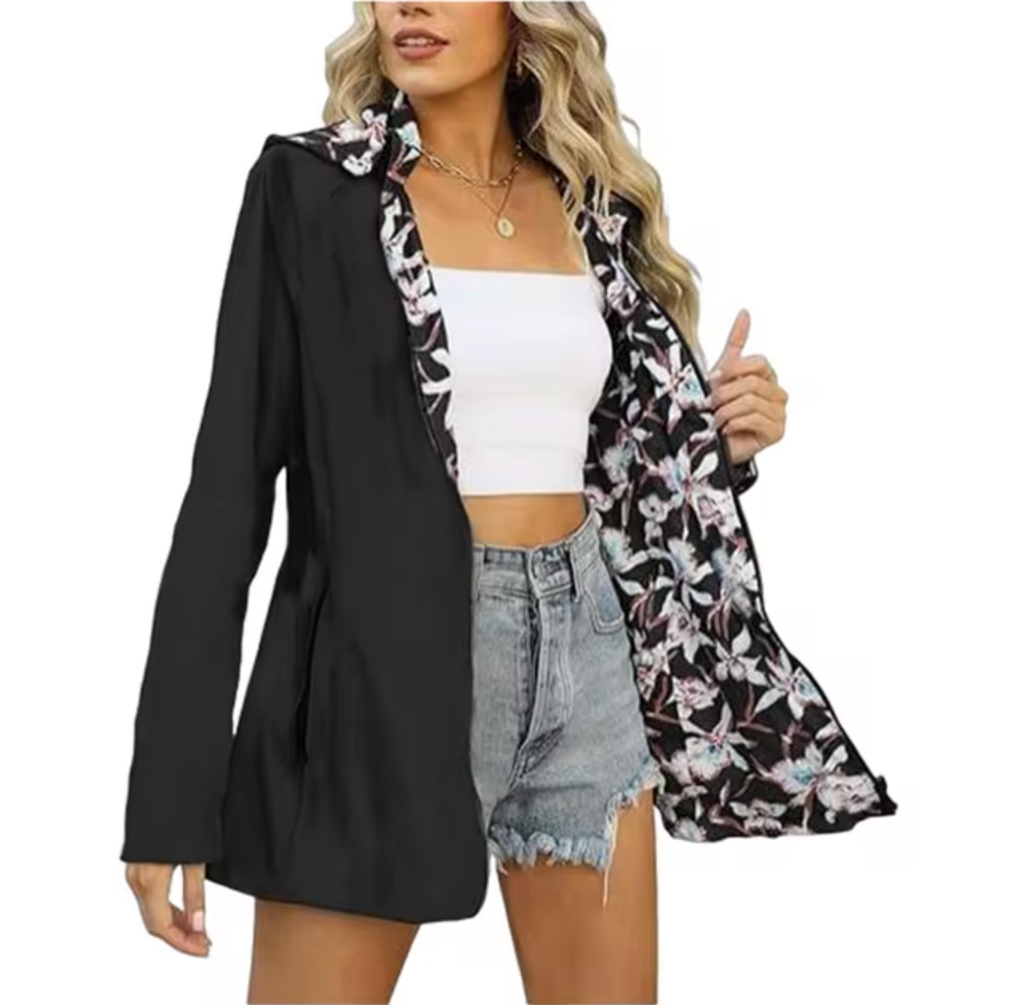 Becky – Chaqueta reversible con capucha y estampado