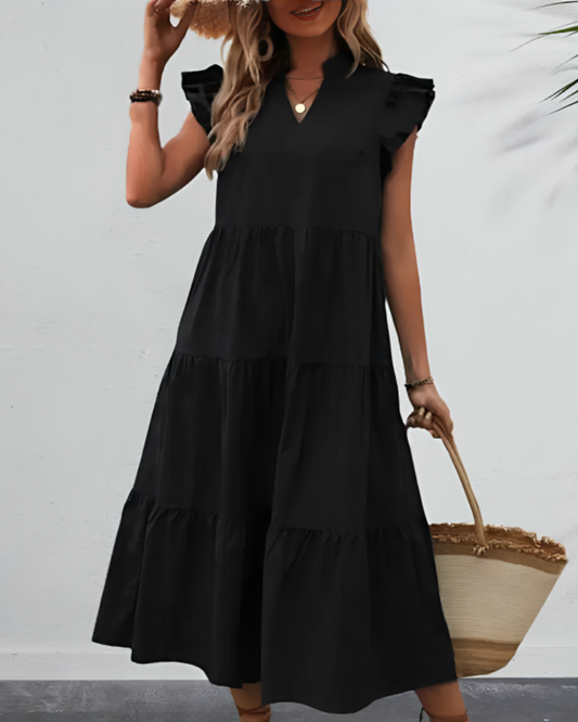 Abi - Vestido de volantes de estilo informal y holgado