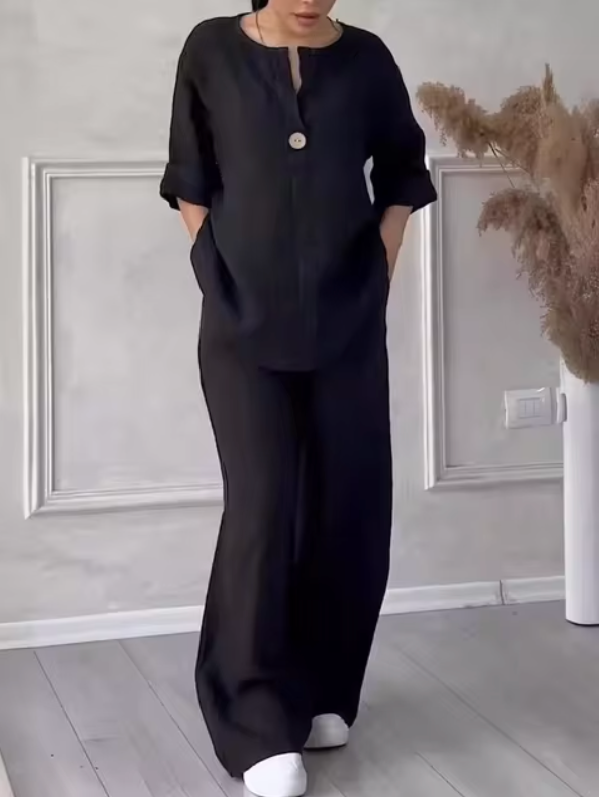 Yvette – Conjunto traje lino algodón