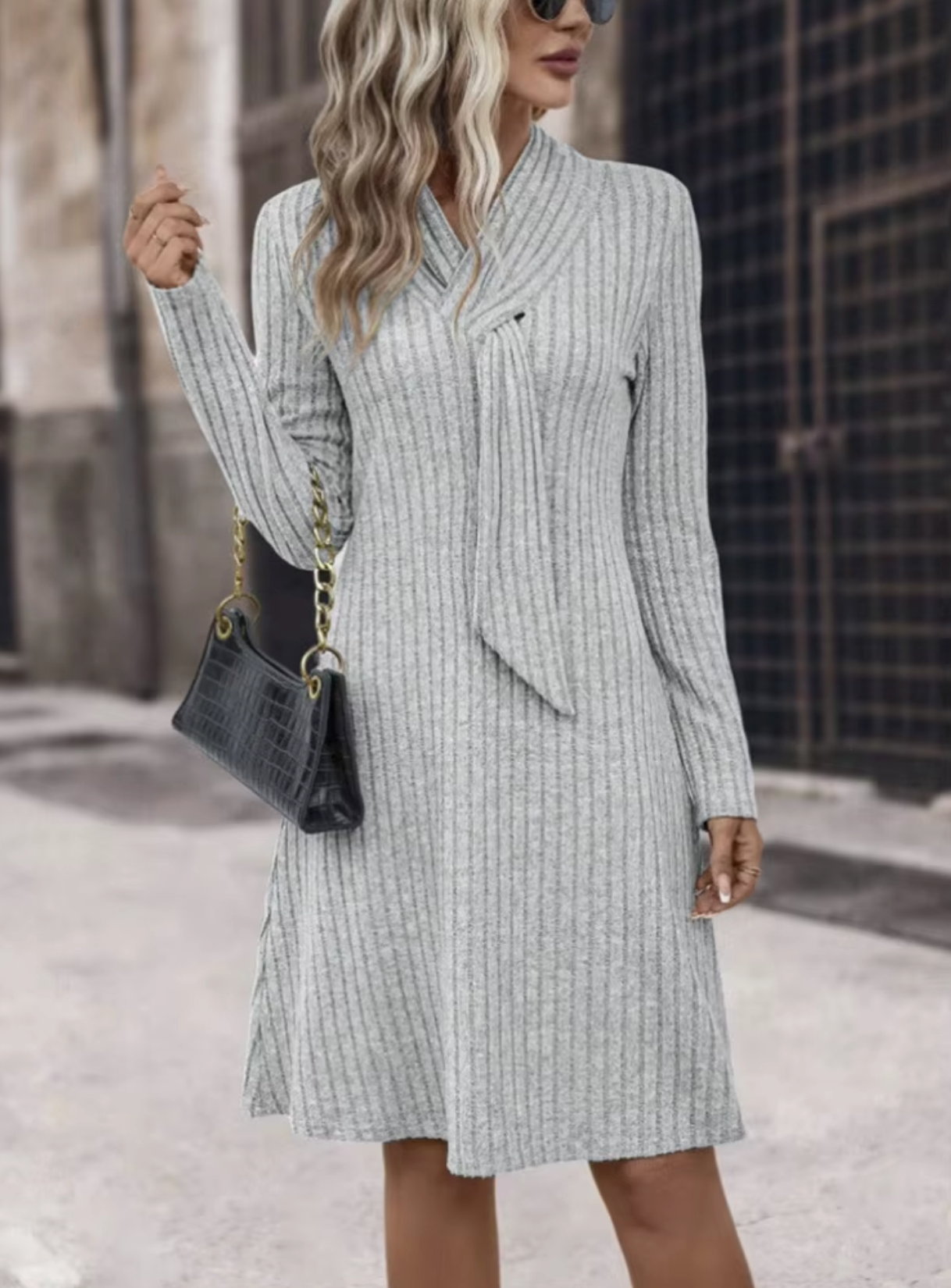 Valeen – Vestido de punto de manga larga