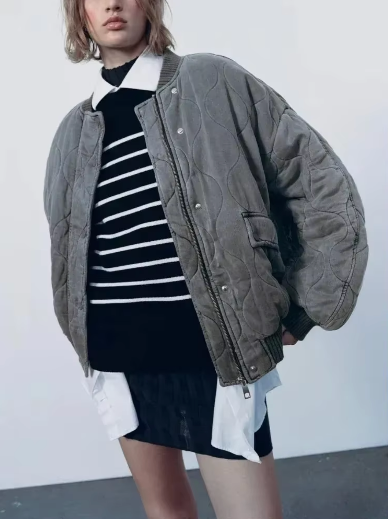 Emery – Chaqueta de algodón con cuello redondo