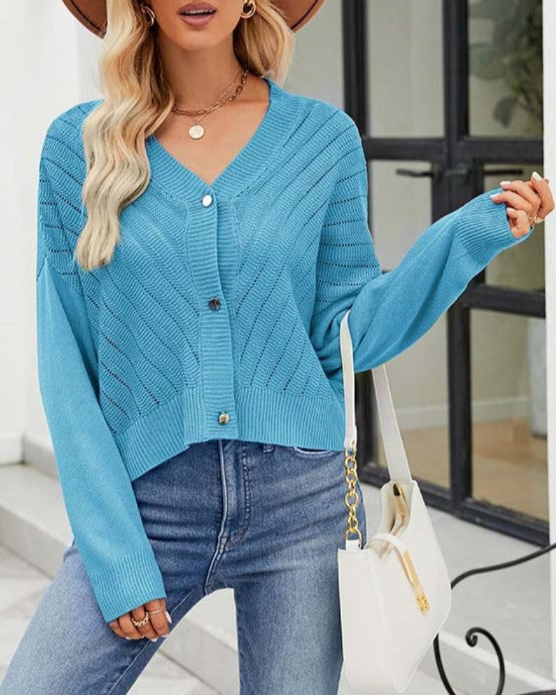 Azaria - Versátil chaqueta de punto con cuello en V
