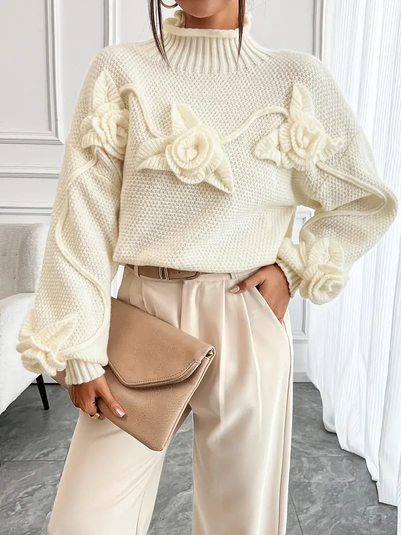 Amihan – Jersey de cuello vuelto con flores