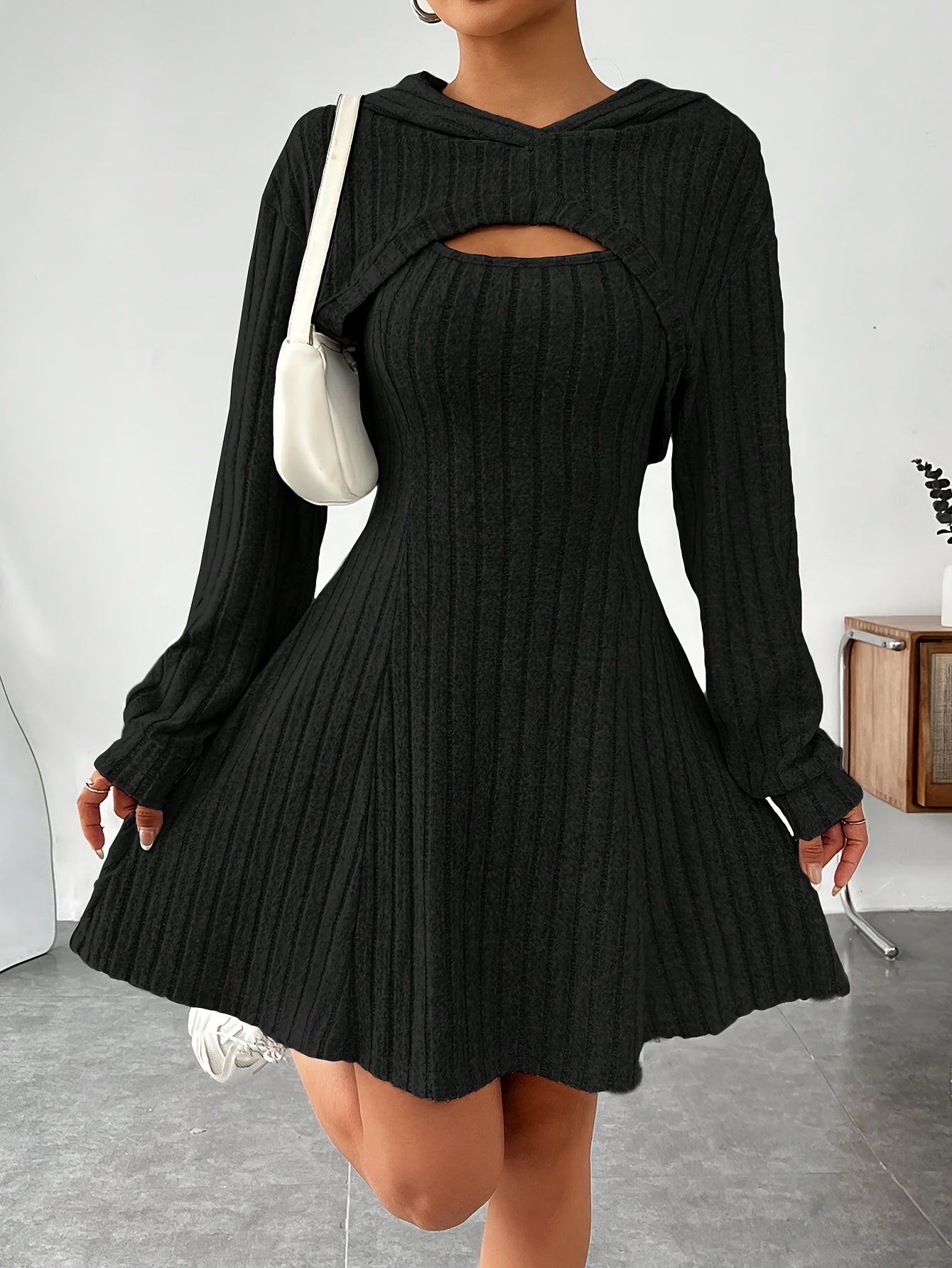 Roslyn - Elegante conjunto de vestido de dos piezas acanalado