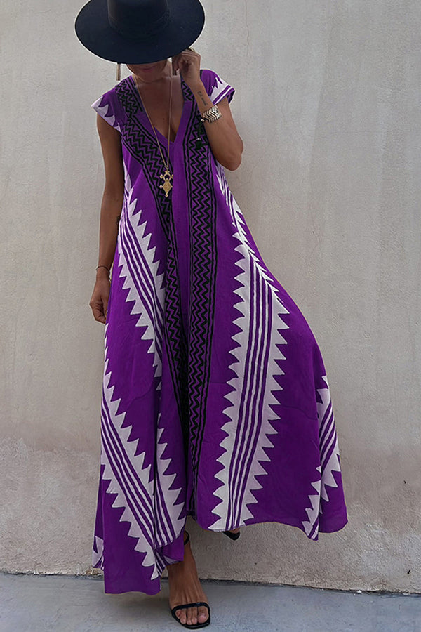 Ana - Vestido maxi estampado etnico elegante