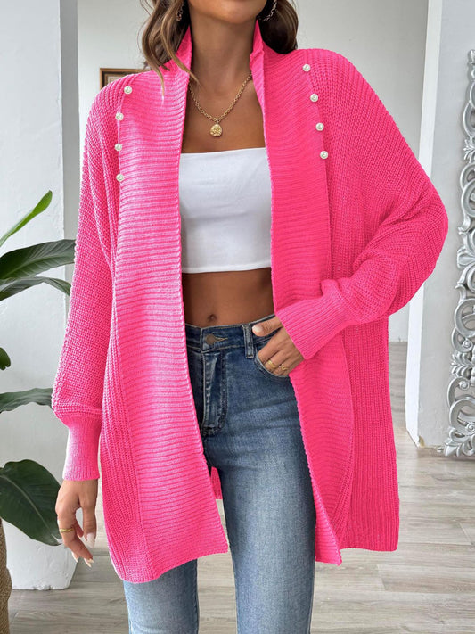 Clarice - Chaqueta de punto de manga larga, suelta y elegante, con frente abierto